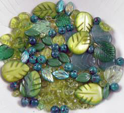 glass leaves and beads